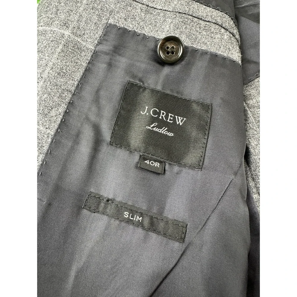 J.Crew Ludlow Slim Gray Windowpane Check Vitale Barberis Supersonic Blazer 40R